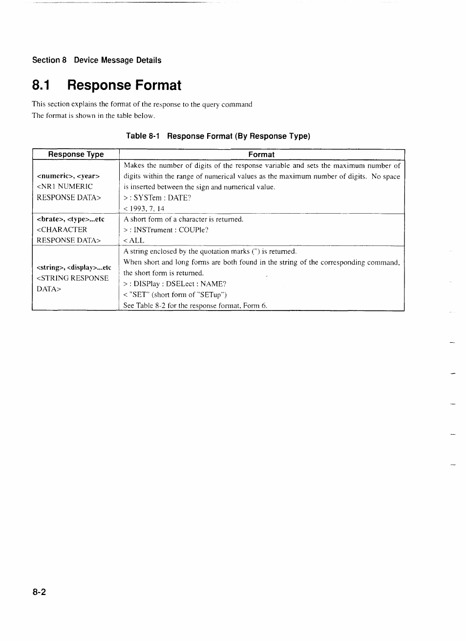 1 response format, 1 response format -2 | Anritsu MP1777A User Manual | Page 79 / 132