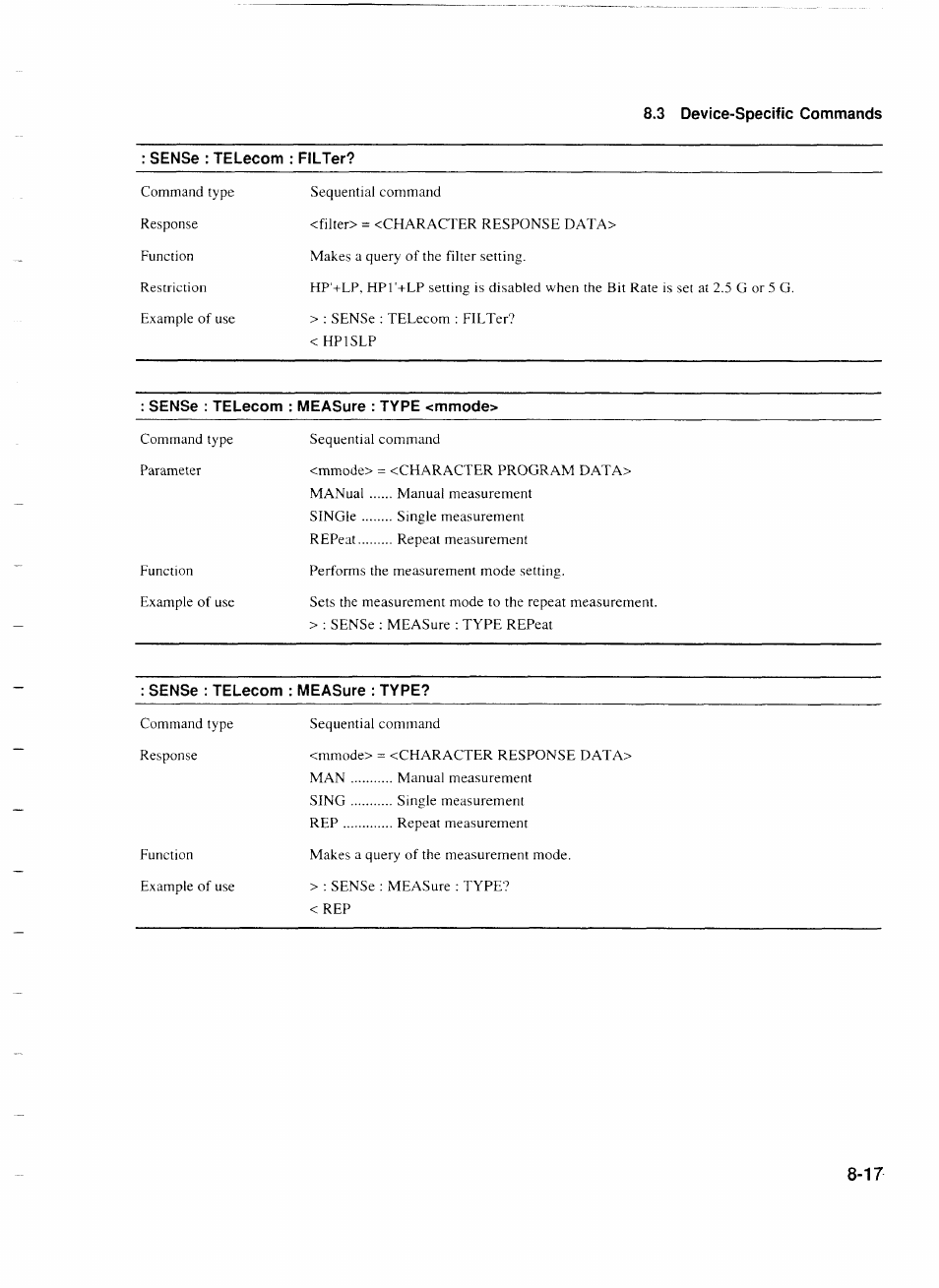 Sense : telecom : measure : type <mmode, Sense : telecom : measure : type | Anritsu MP1777A User Manual | Page 94 / 132
