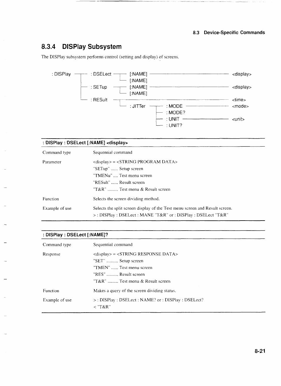 Display : dselect [:name] <display, Display : dselect [:name, 4 display subsystem | Anritsu MP1777A User Manual | Page 98 / 132