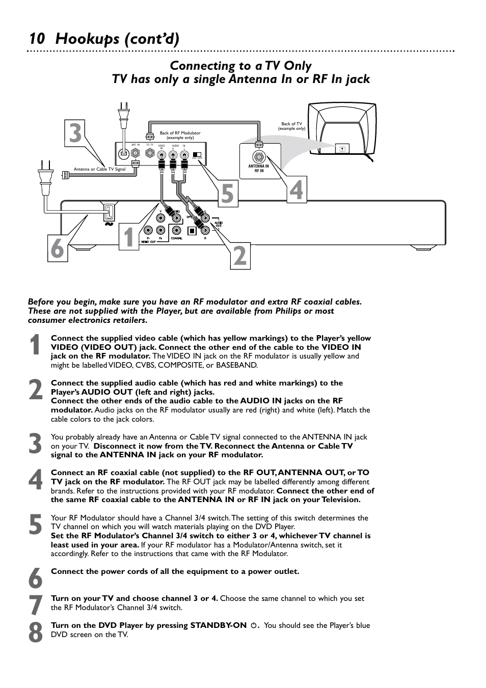 10 hookups (cont’d) | Philips DVD727AT-17 User Manual | Page 10 / 52