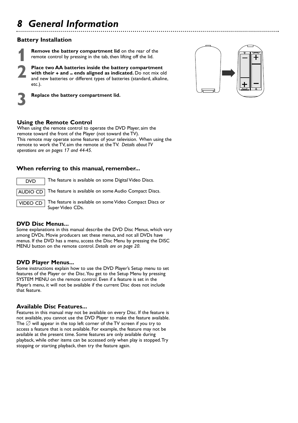 8 general information | Philips DVD727AT-17 User Manual | Page 8 / 52