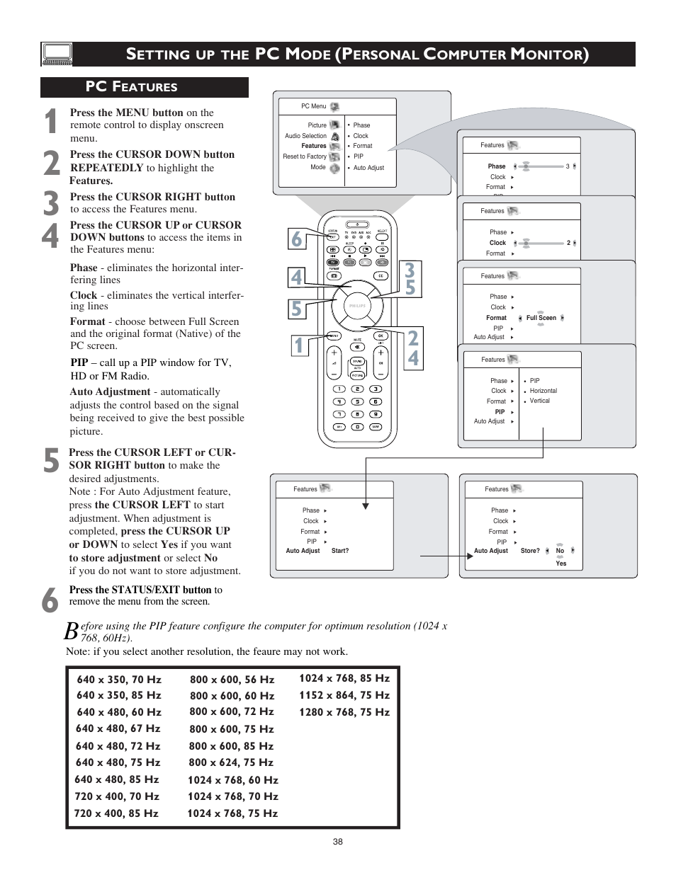 Pc m, Pc f, Etting up the | Ersonal, Omputer, Onitor | Philips 26PF9966-37 User Manual | Page 38 / 47