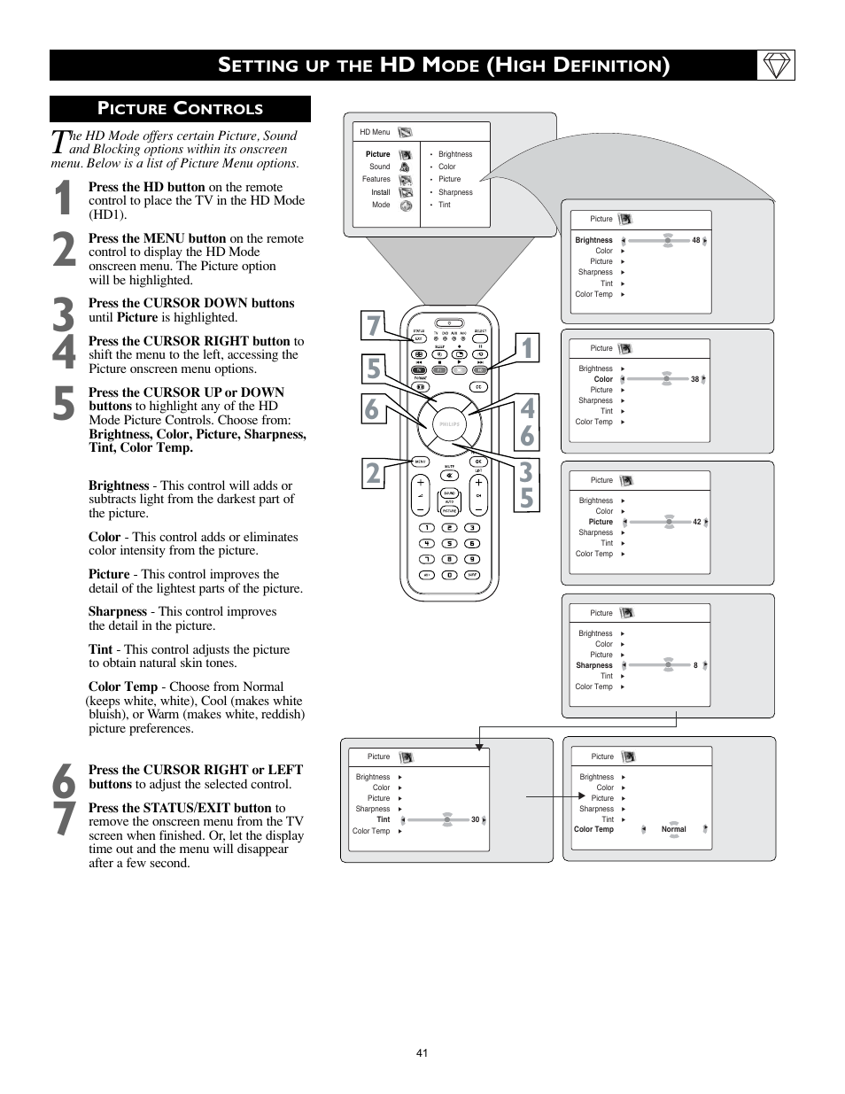 Hd m, Etting up the, Efinition | Philips 26PF9966-37 User Manual | Page 41 / 47