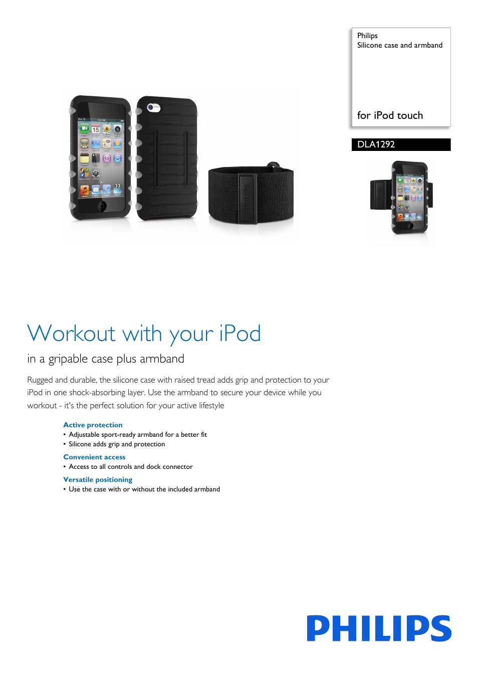 Philips Silicone case and armband DLA1292 for iPod touch User Manual | 2 pages