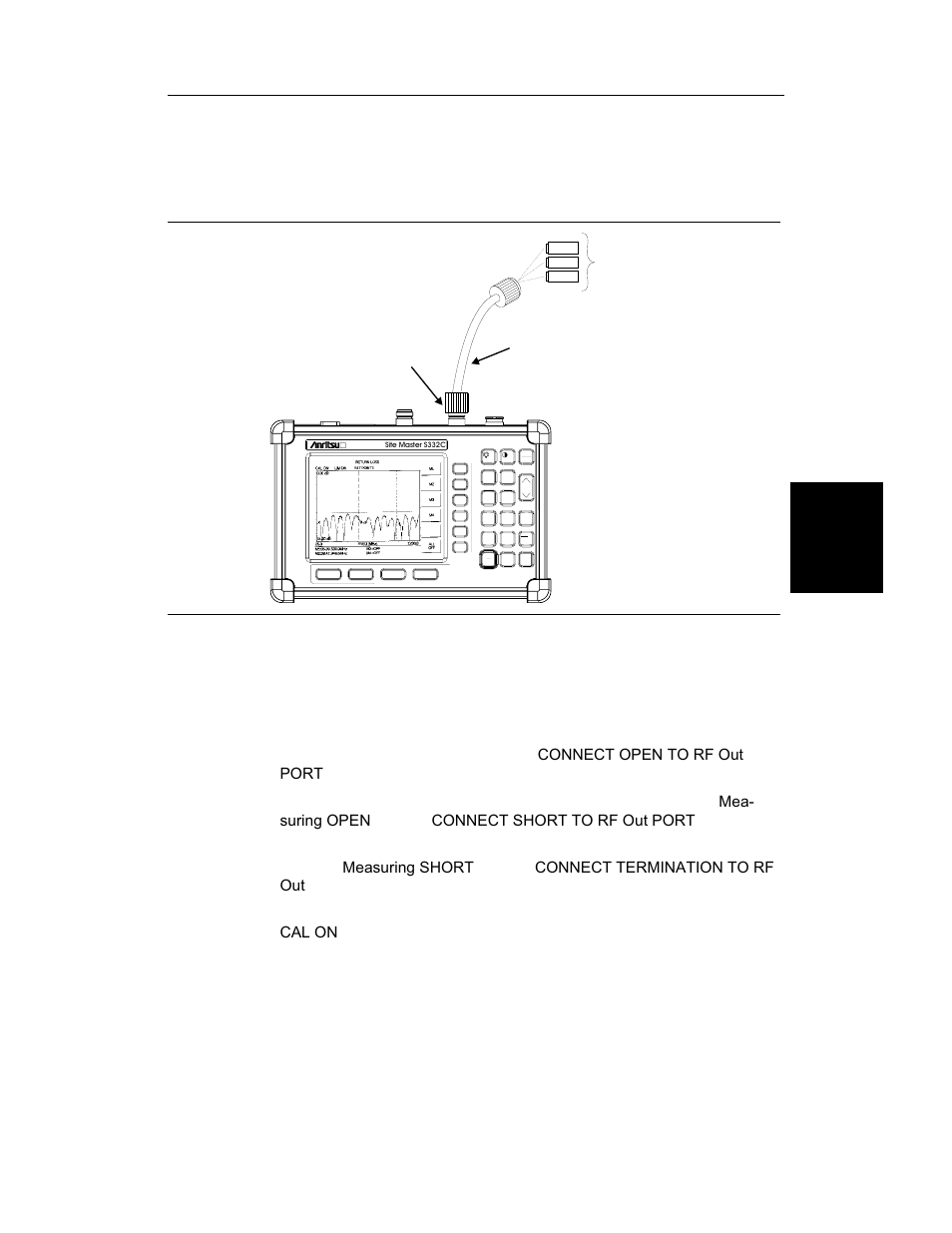 Calibration procedure - single port 3-3, Calibration procedure - single port -3, Calibration procedure - single port | Chapter 3 getting started, Start cal, Enter, Figure 3-2. calibration setup | Anritsu S251C User Manual | Page 40 / 83