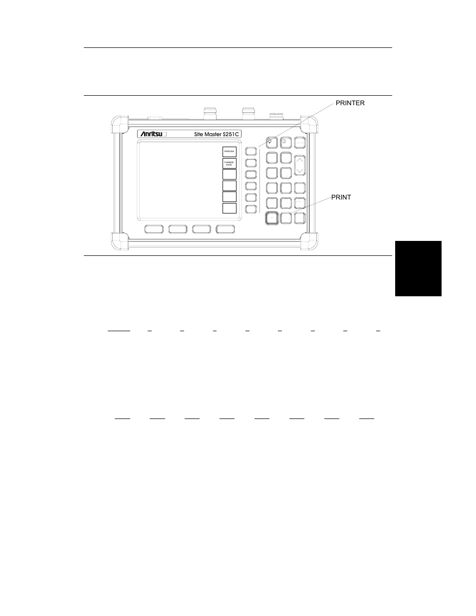 Printer switch settings 3-9, Printer switch settings -9, Printer switch settings | Step 4. press the, Key. (figure 3-6), Chapter 3 getting started | Anritsu S251C User Manual | Page 46 / 83