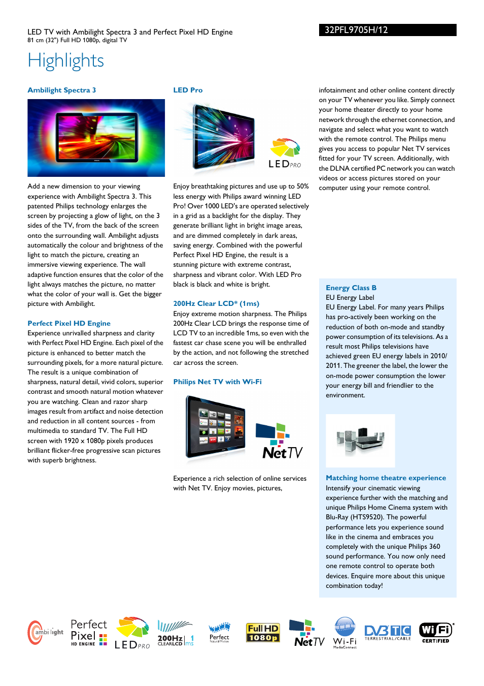 Highlights | Philips 32PFL9705H-12 User Manual | Page 2 / 3