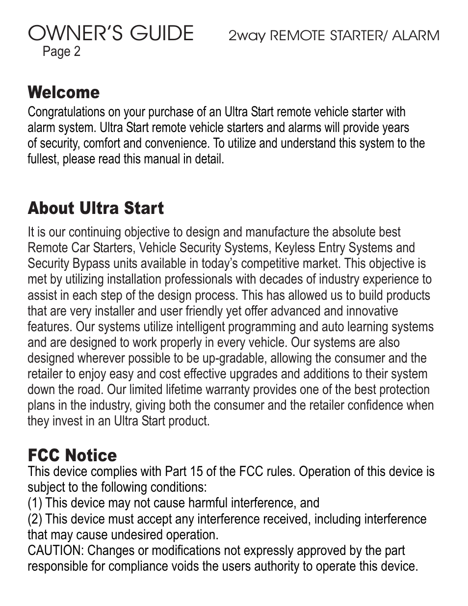 Owner’s guide | Ultra Start 45xx Series User Manual | Page 2 / 16