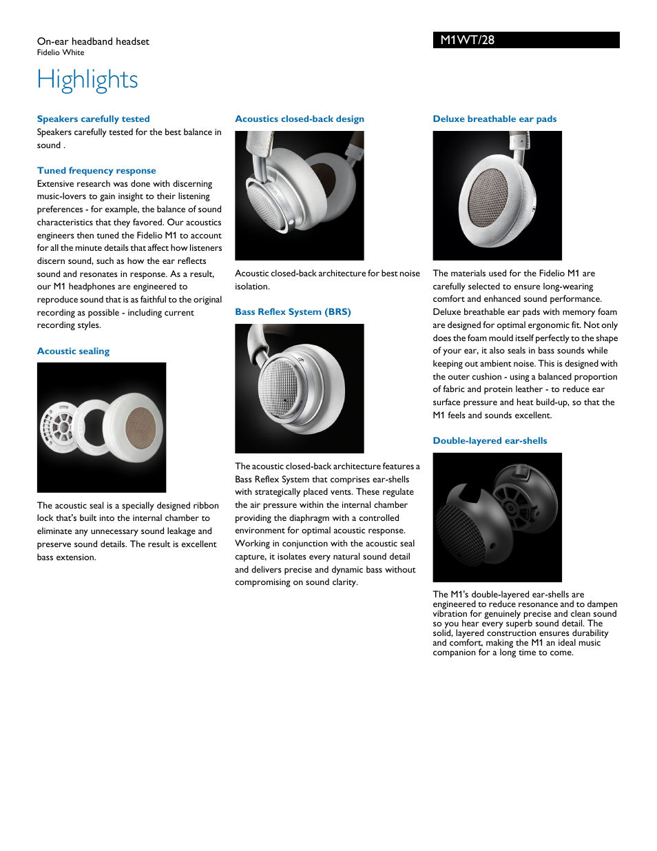 Highlights | Philips M1WT-28 User Manual | Page 2 / 3