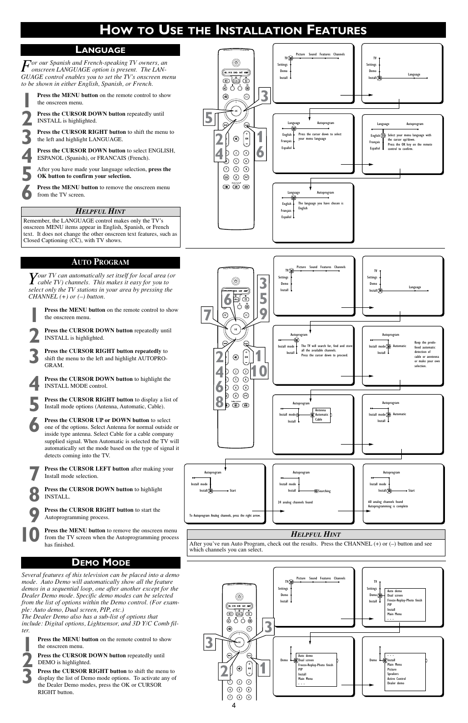 Ow to, Se the, Nstallation | Eatures | Philips 34PW9819-17 User Manual | Page 4 / 4