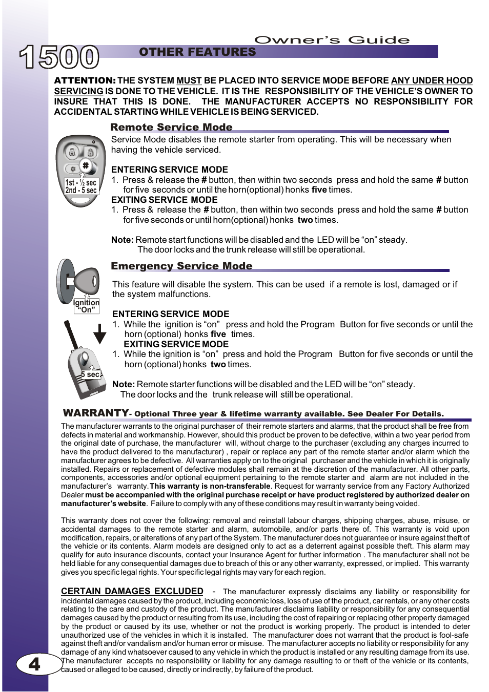 Other features | Ultra Start 1500 User Manual | Page 4 / 4