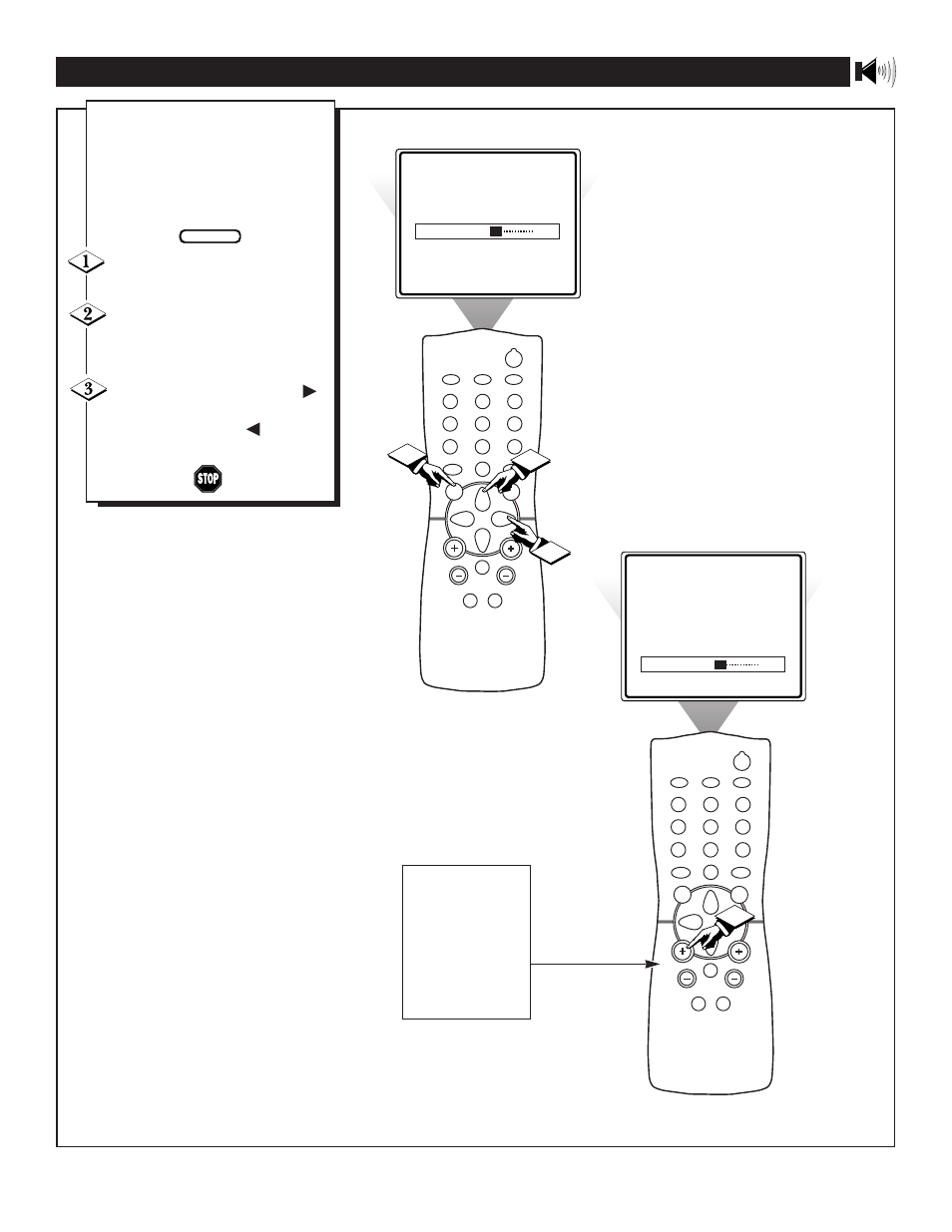 Tv v, Sing the, Olume | Ontrol, Or 1 3 2, Button to decrease the sound | Philips 19PR19C User Manual | Page 31 / 40