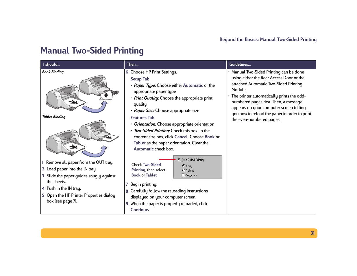 Manual two-sided printing | Philips PORTABLE RADIO CASS REC + CD User Manual | Page 31 / 102
