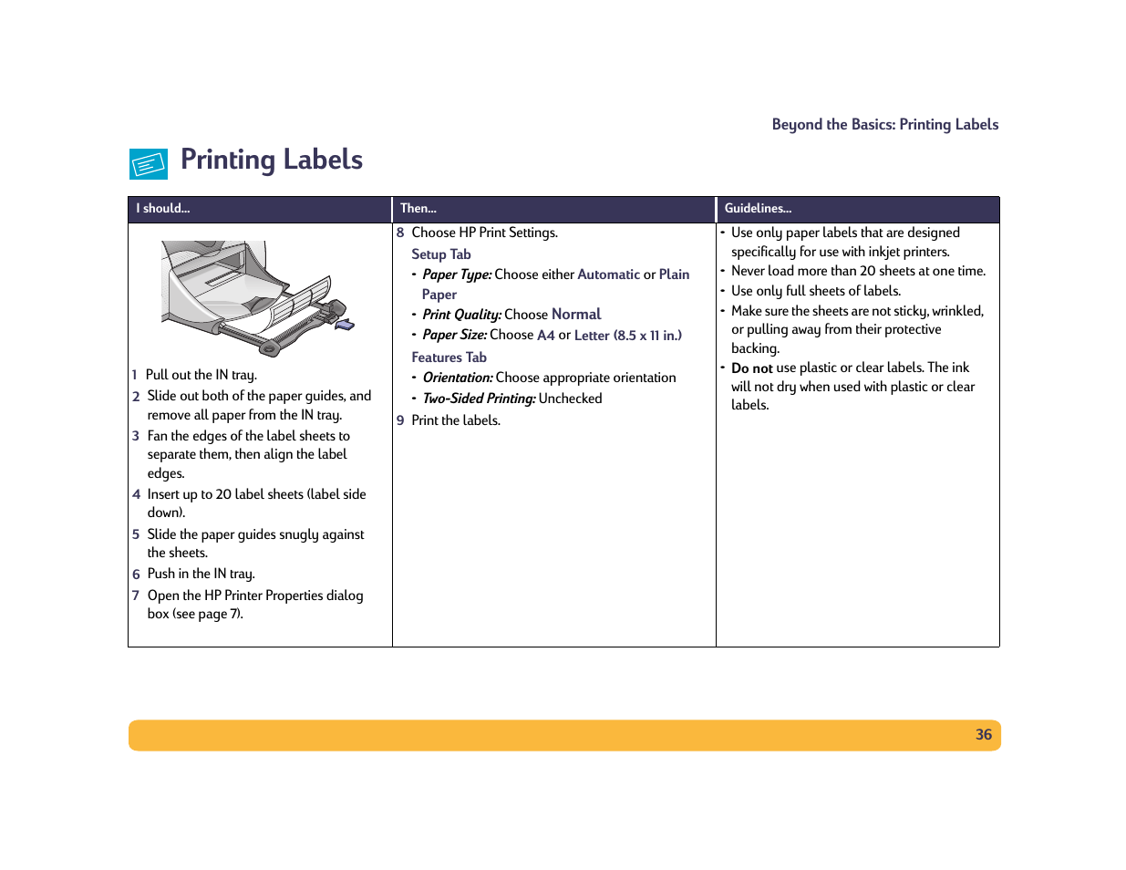 Printing labels | Philips PORTABLE RADIO CASS REC + CD User Manual | Page 36 / 102