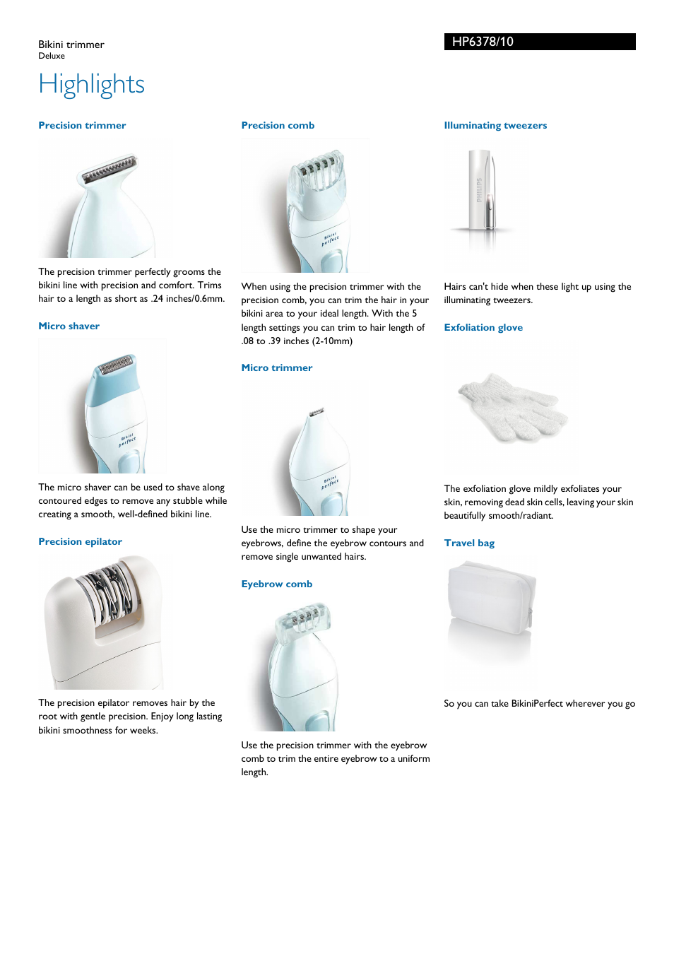 Highlights | Philips HP6378-10 User Manual | Page 2 / 3