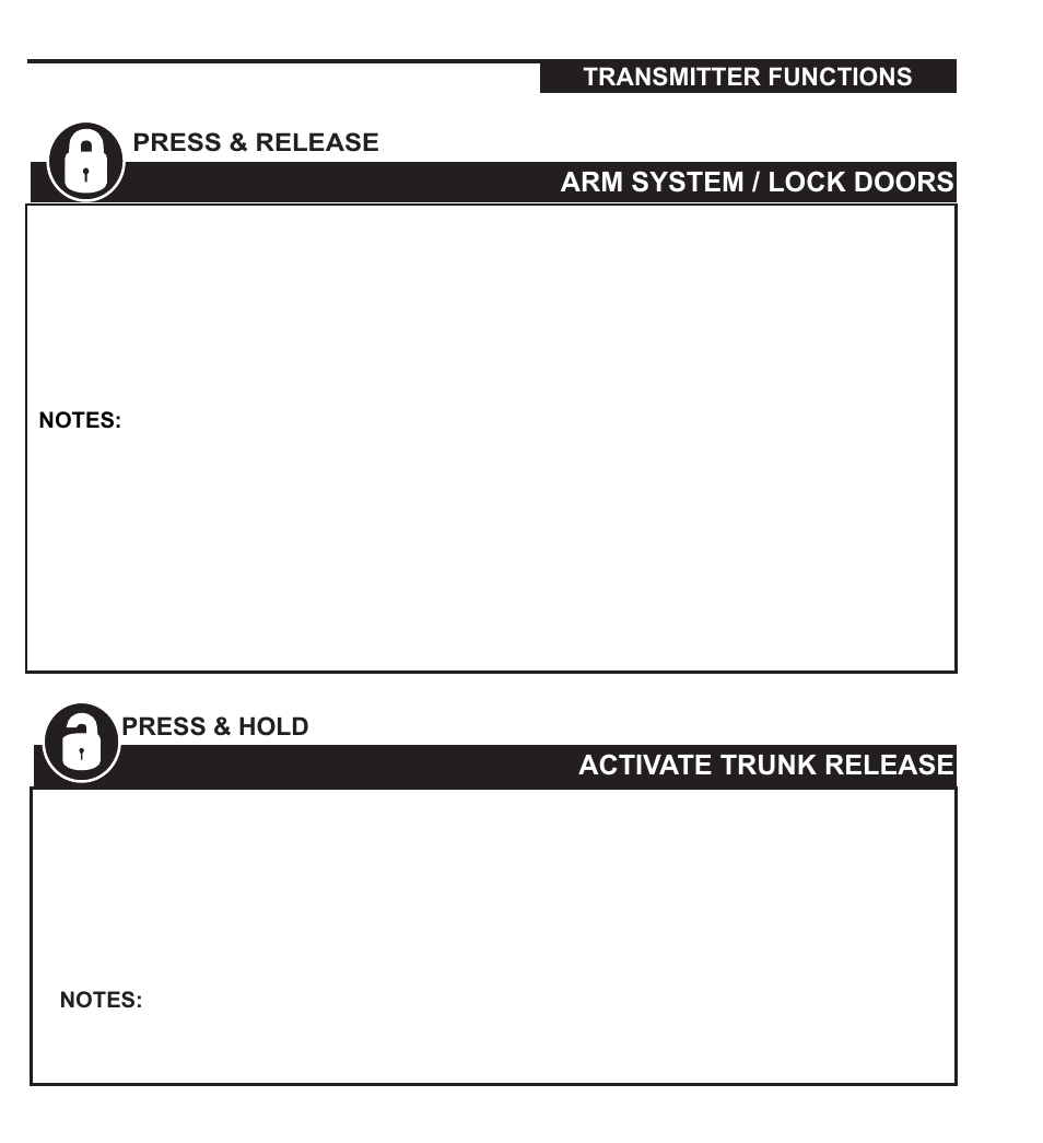 450 series, Disarm system / unlock doors, Arm system / lock doors | Ultra Start 450 SERIES User Manual | Page 6 / 12