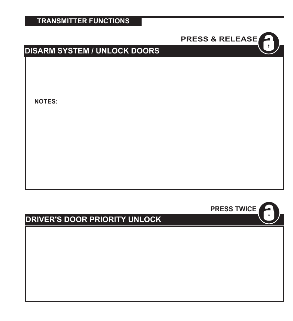 450 series, Disarm system / unlock doors, Arm system / lock doors | Ultra Start 450 SERIES User Manual | Page 7 / 12