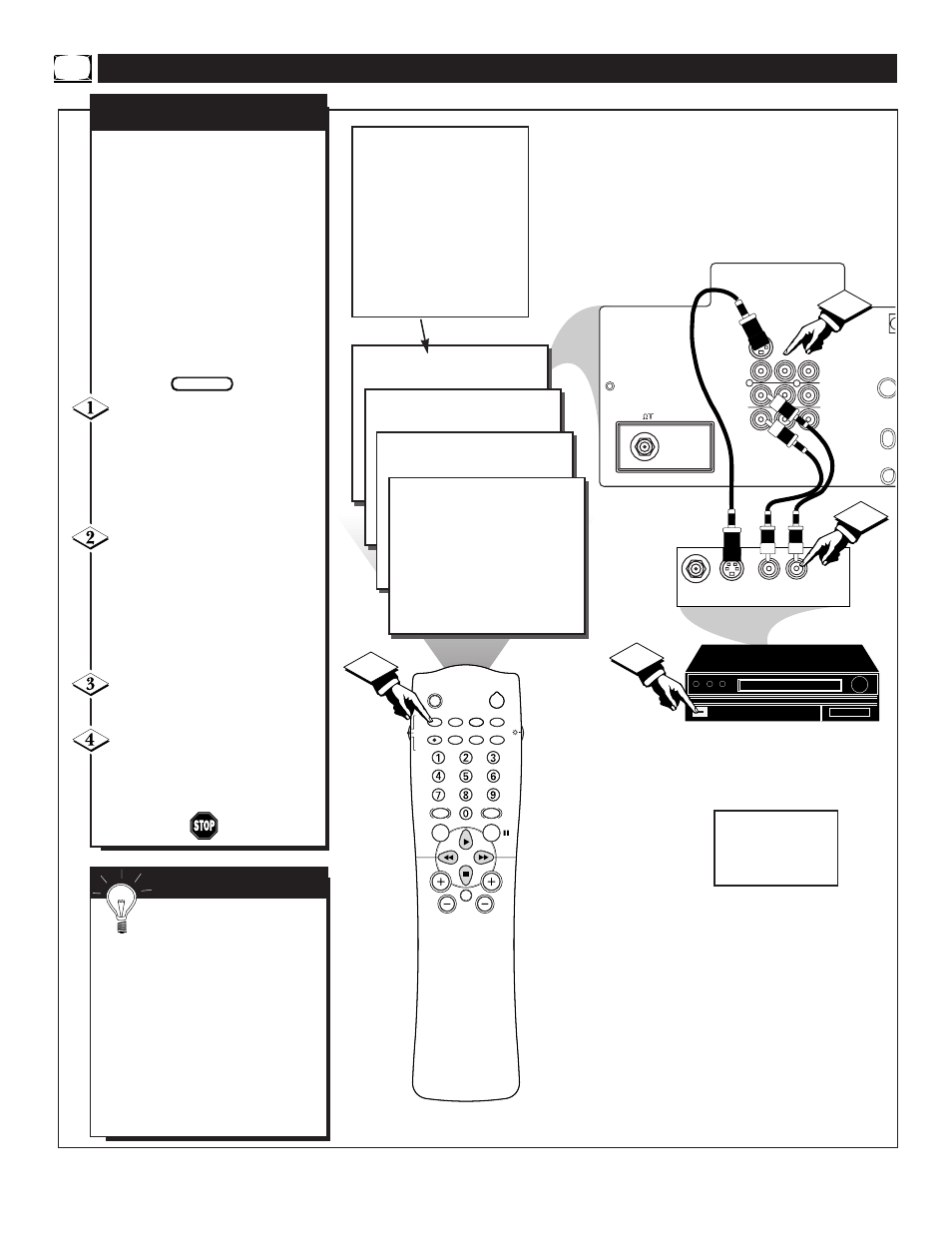 Ow to, Se the, Udio | Ideo, Nput, Acks | Philips TS3258C User Manual | Page 22 / 36