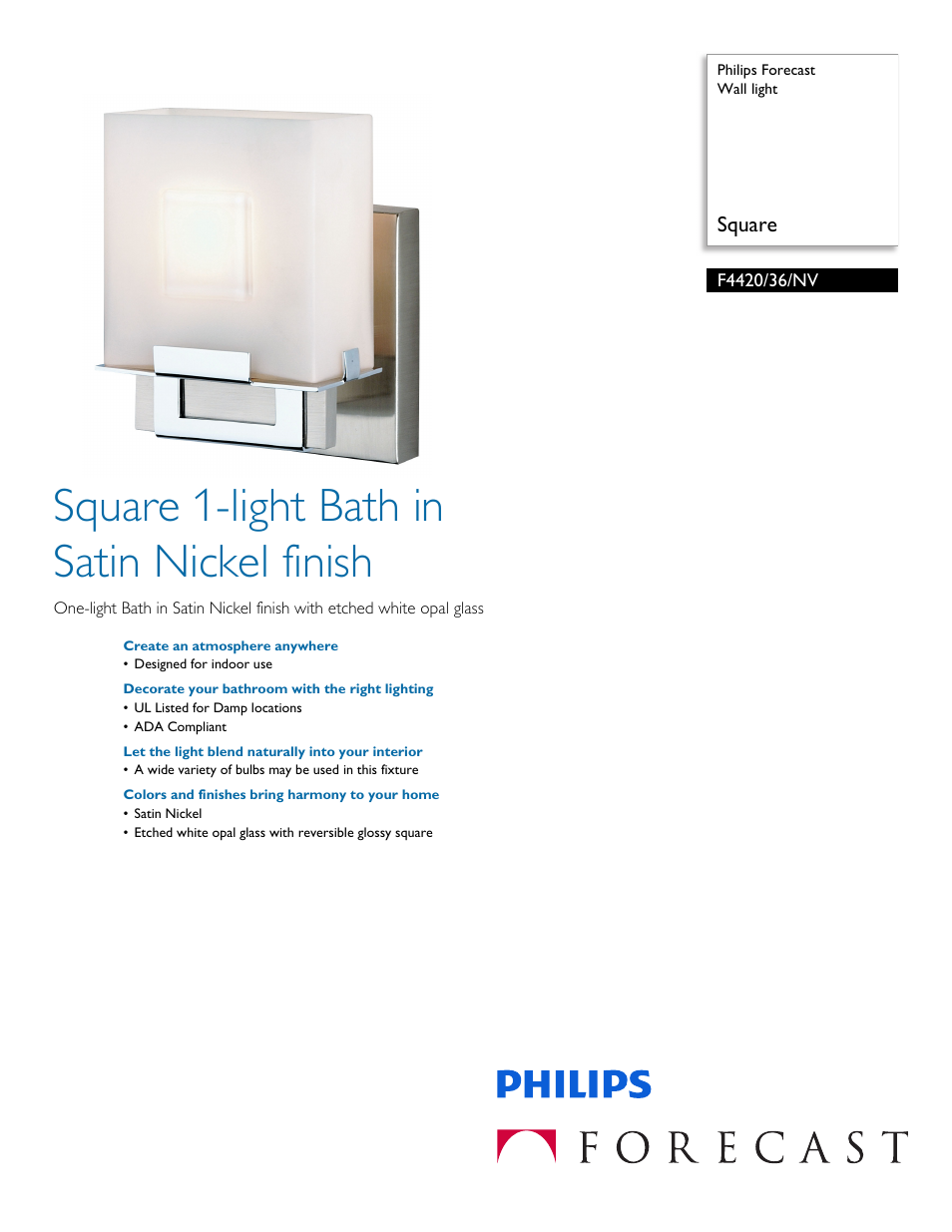 Philips F442036NV User Manual | 2 pages