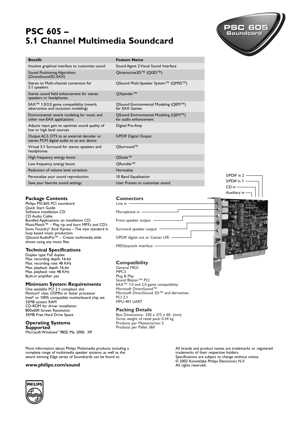 Psc 605 | Philips PSC60517 User Manual | Page 2 / 2