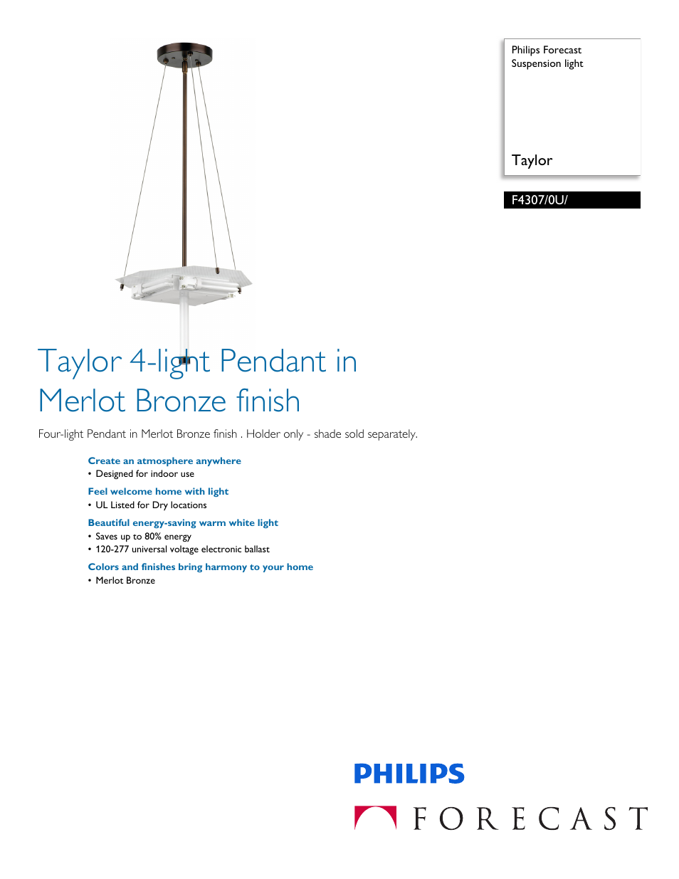 Philips F43070U User Manual | 2 pages