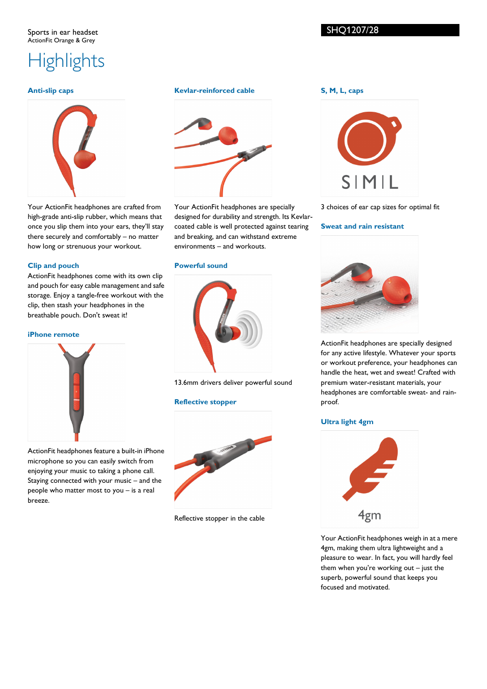 Highlights | Philips SHQ1207-28 User Manual | Page 2 / 3