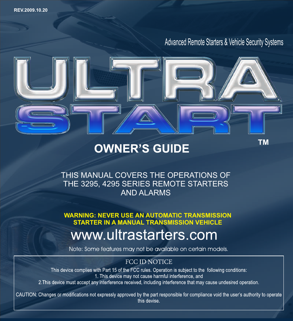 Ultra Start 3295 User Manual | 24 pages