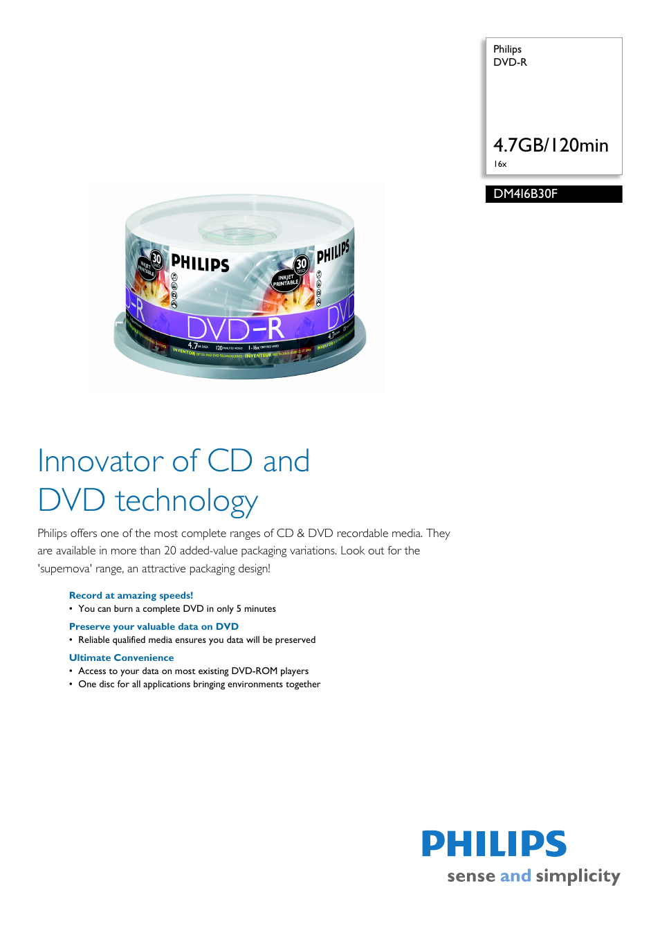 Philips DM4I6B30F-17 User Manual | 2 pages