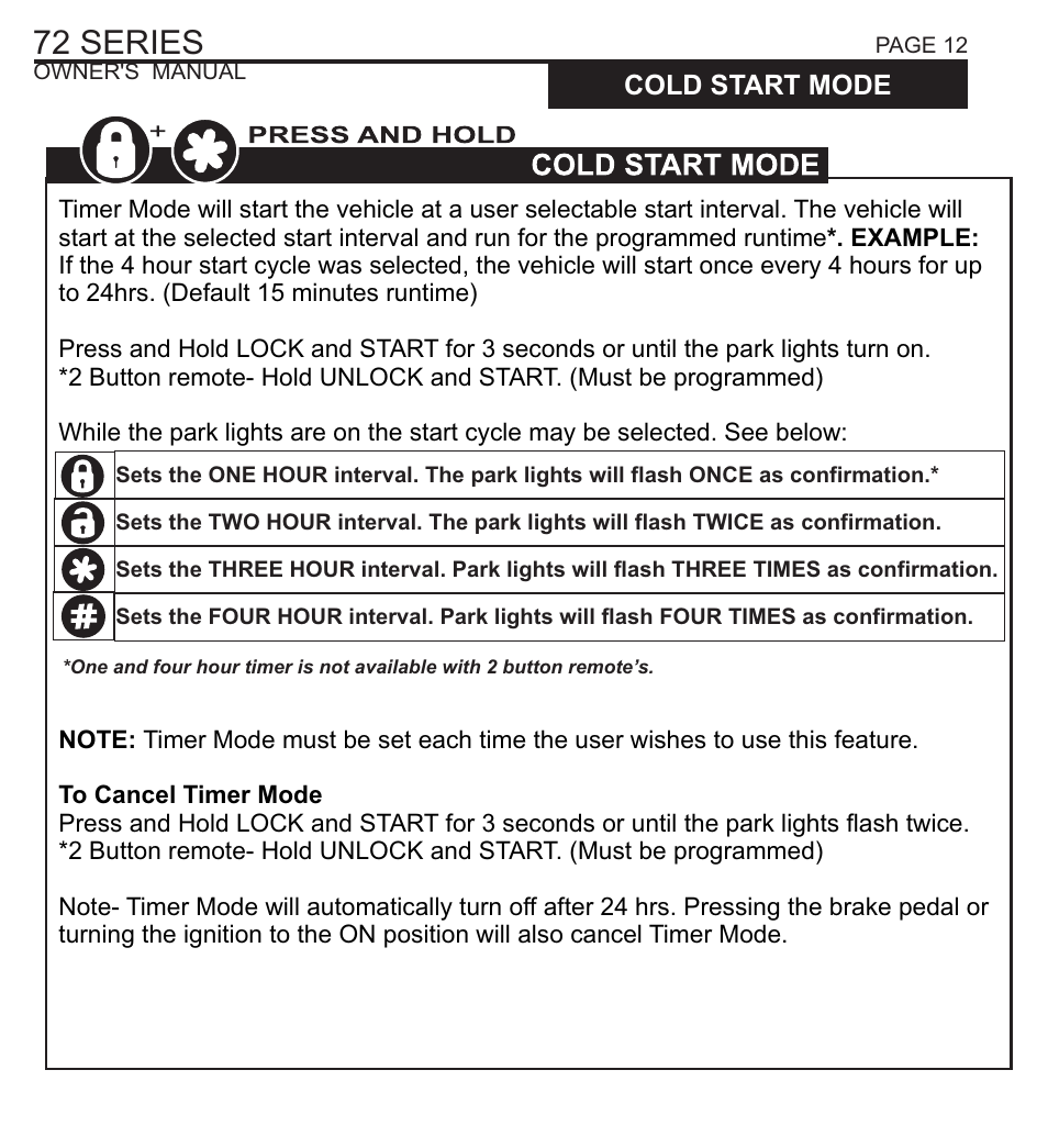 72 series, Symptom cause/solution, Trouble shooting | Cold start mode | Ultra Start 72 SERIES 1172 User Manual | Page 12 / 16