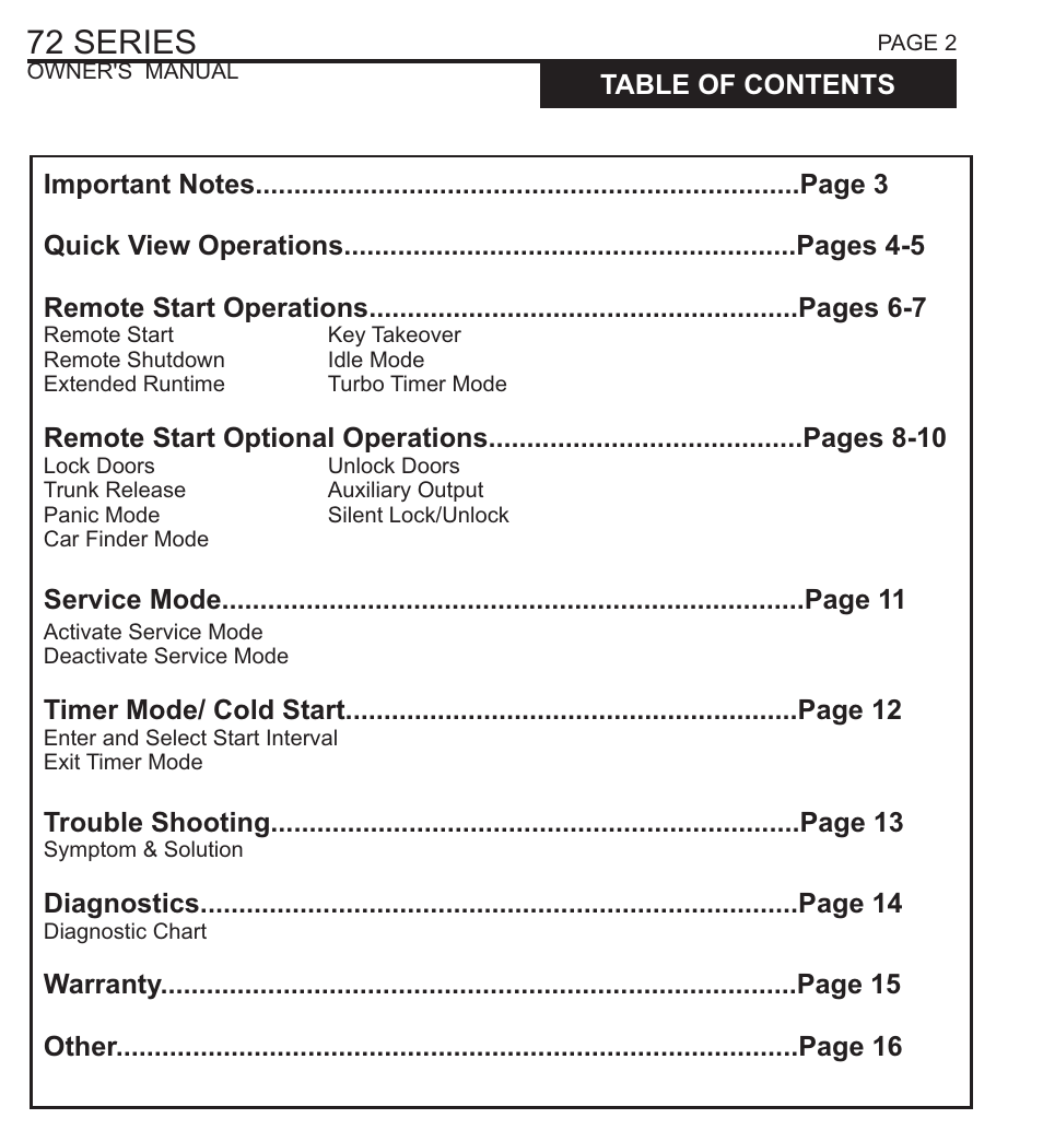 72 series | Ultra Start 72 SERIES 1172 User Manual | Page 2 / 16