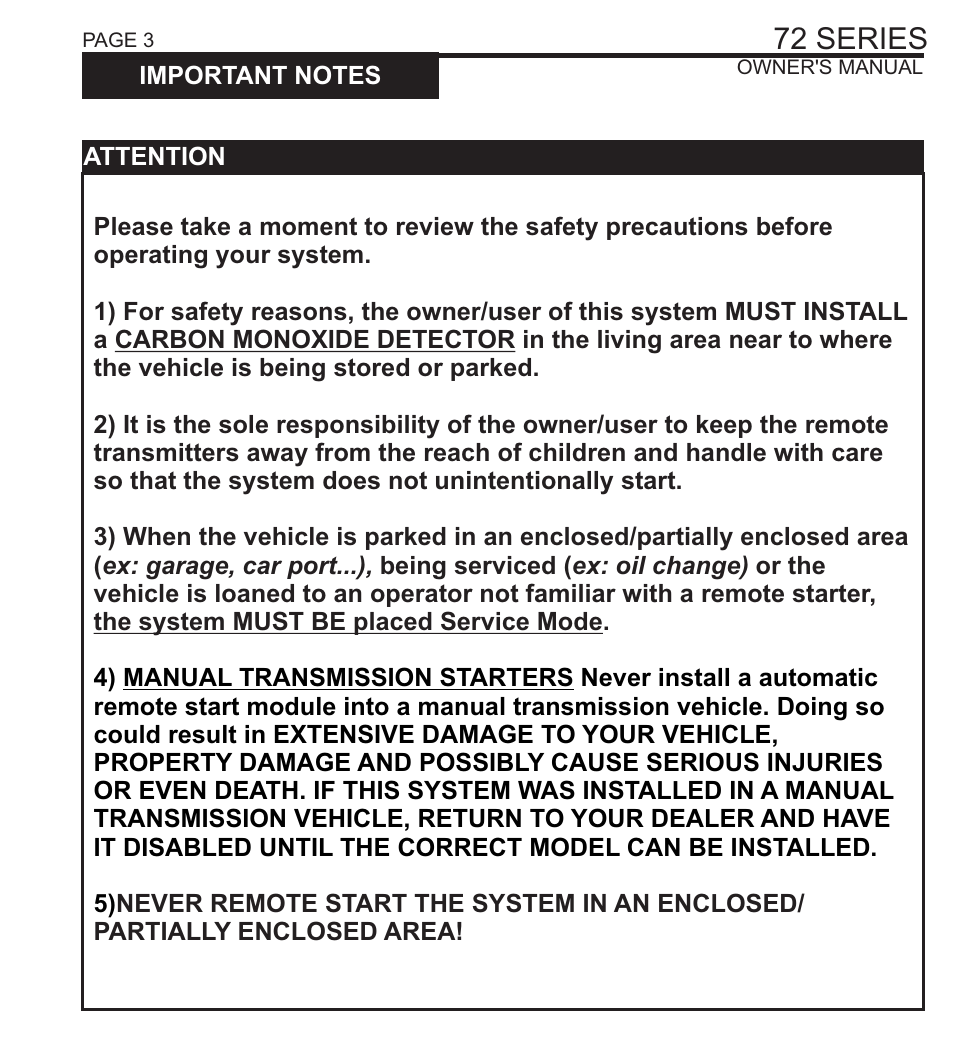 72 series | Ultra Start 72 SERIES 1172 User Manual | Page 3 / 16