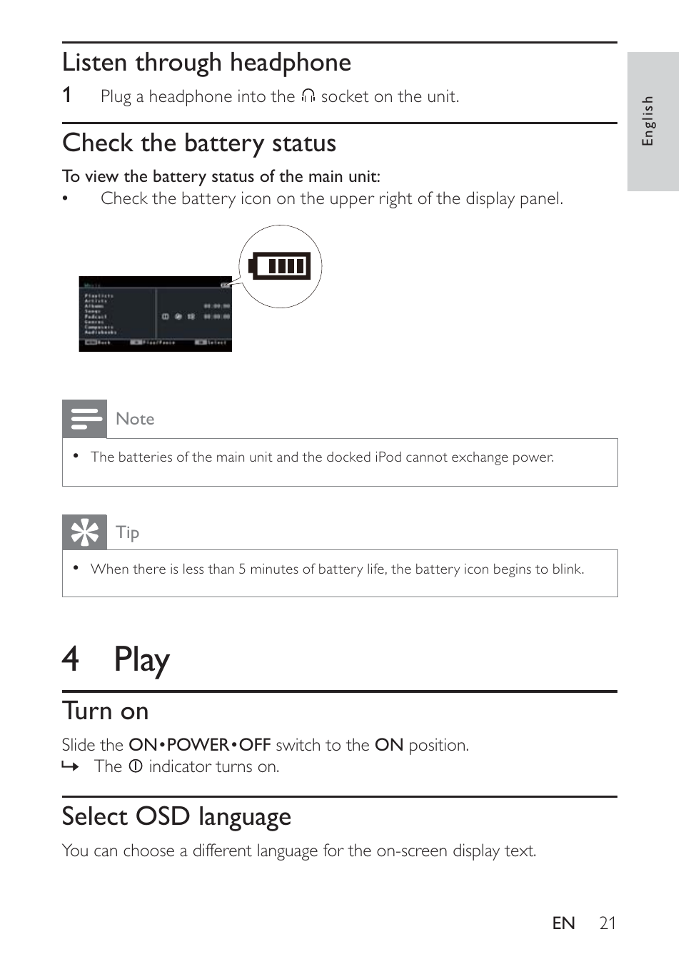 4 play | Philips docking entertainment system DCP746 User Manual | Page 20 / 27