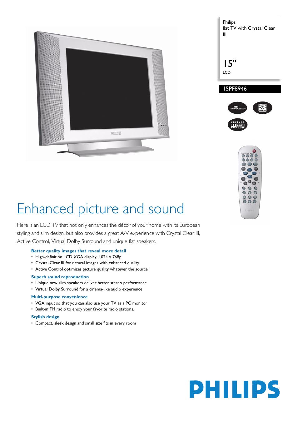 Philips 15PF8946-37 User Manual | 2 pages