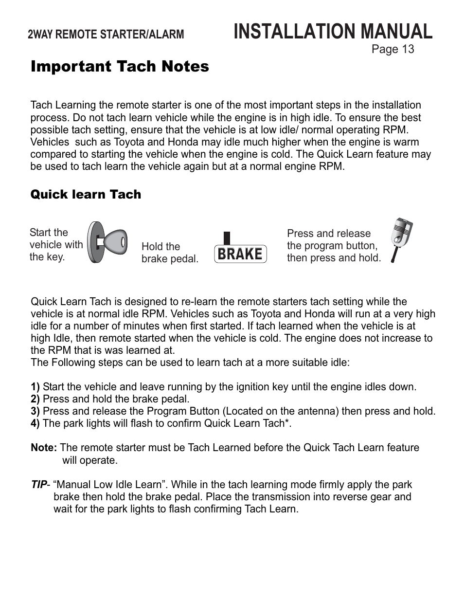 Installation manual, Brake | Ultra Start 43xx User Manual | Page 13 / 24