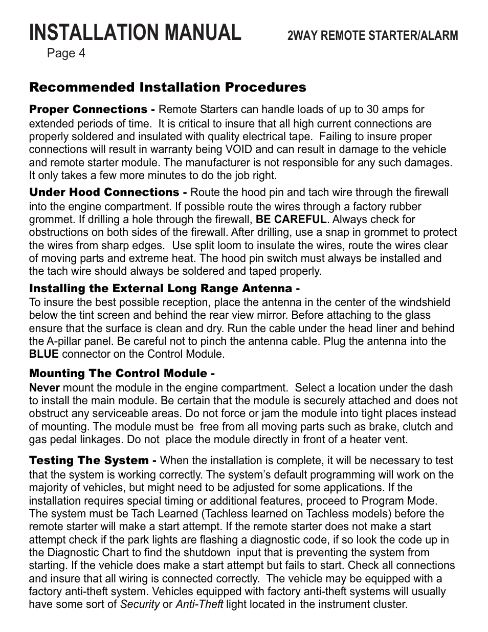 Installation manual | Ultra Start 43xx User Manual | Page 4 / 24