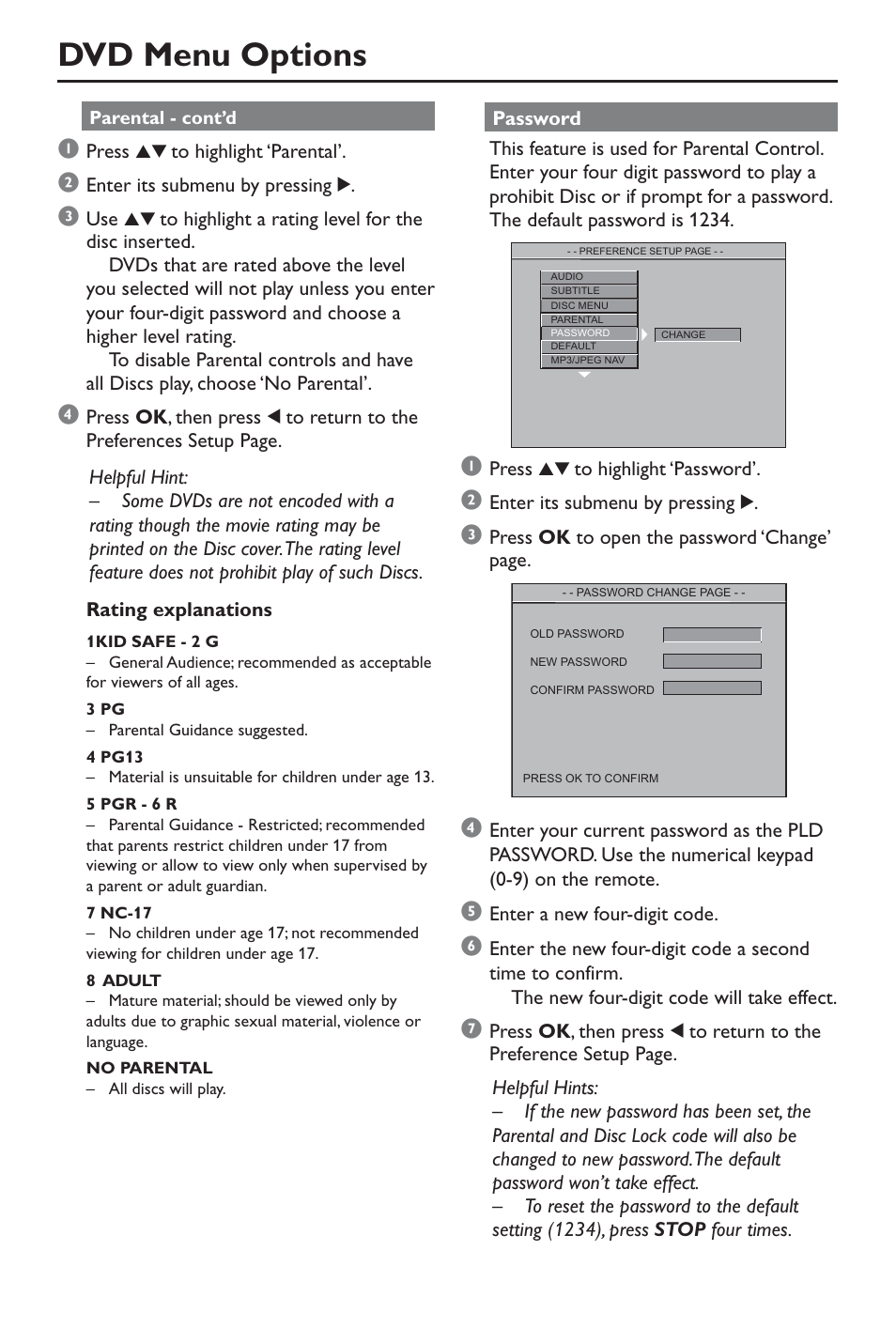 Dvd menu options | Philips DivX DVD Player User Manual | Page 32 / 40