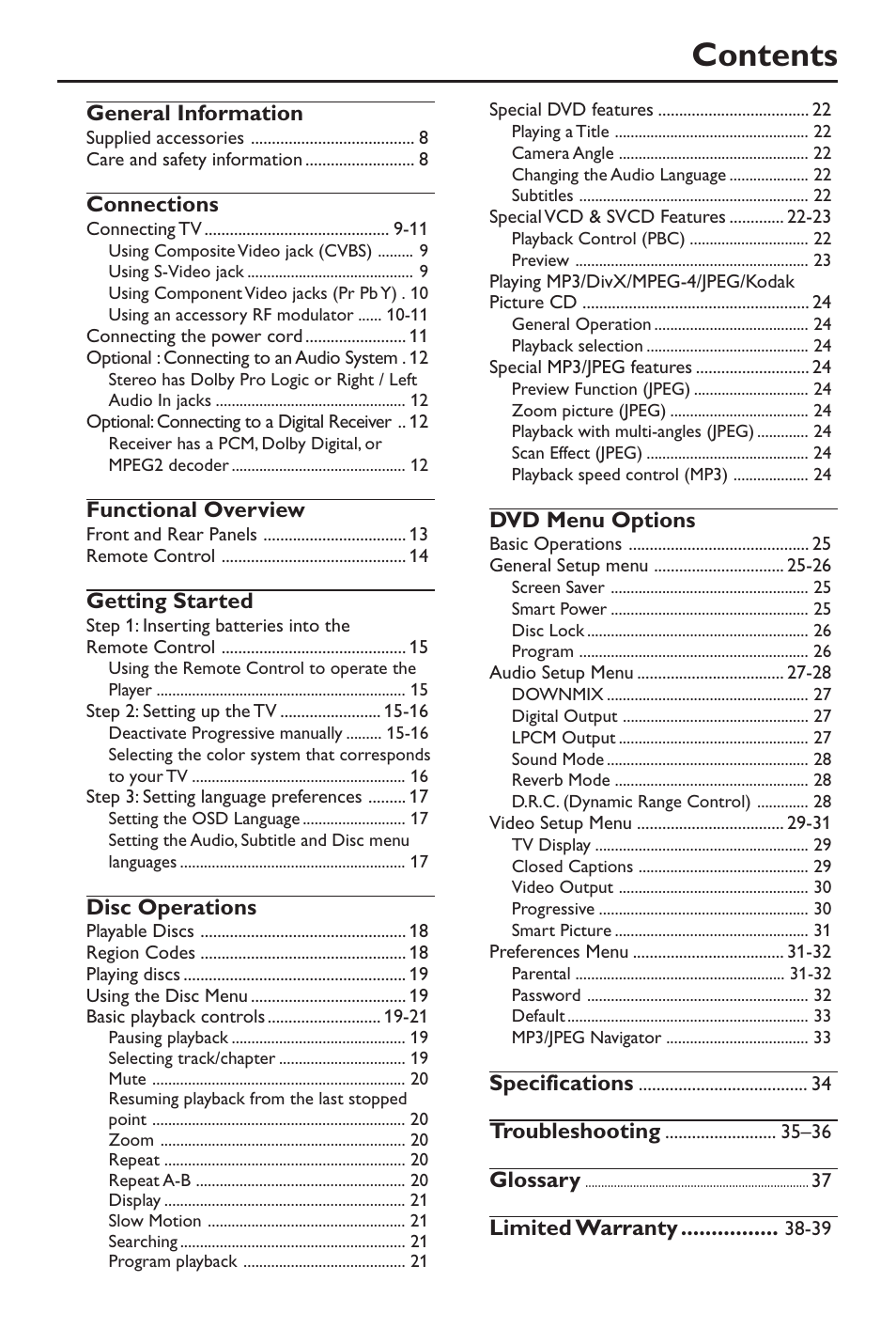 Philips DivX DVD Player User Manual | Page 7 / 40