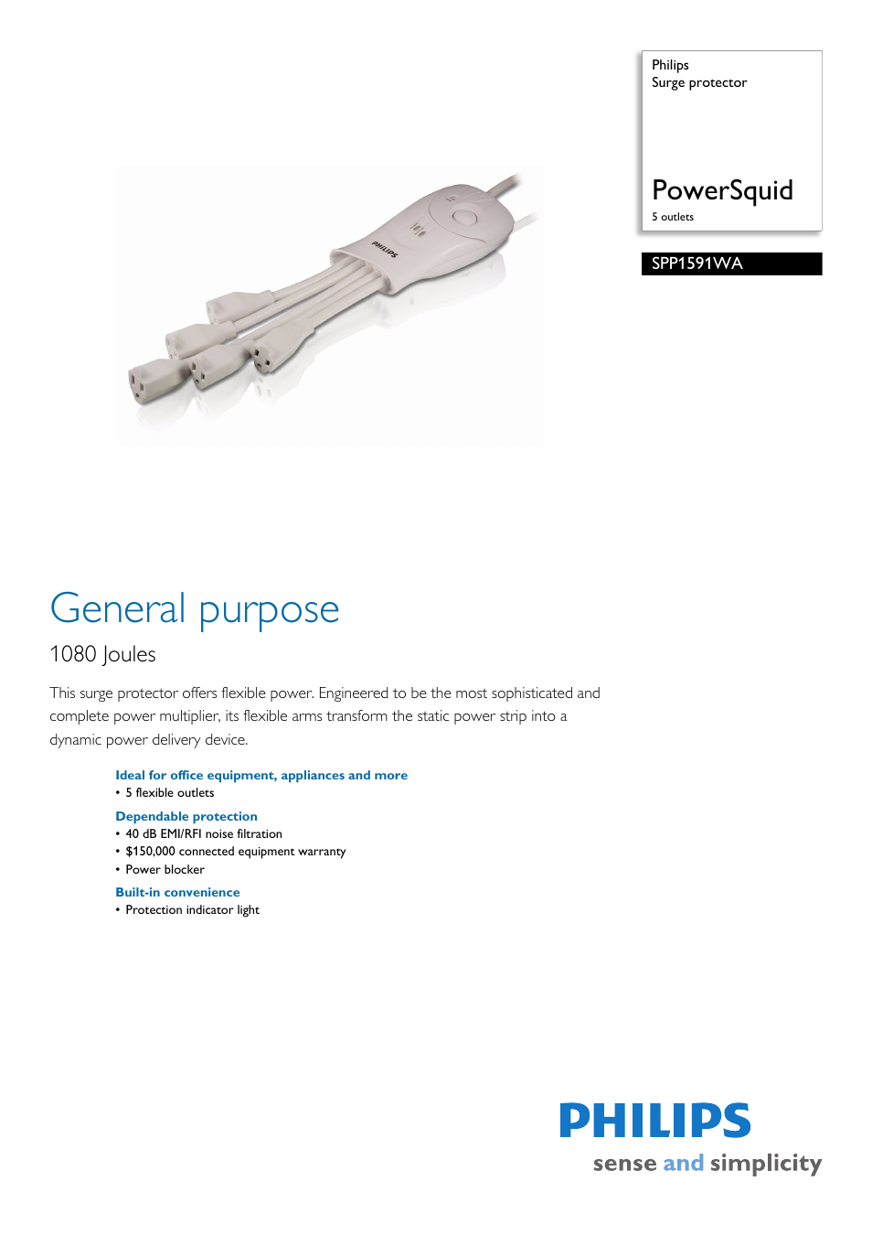 Philips SPP1591WA-37 User Manual | 2 pages