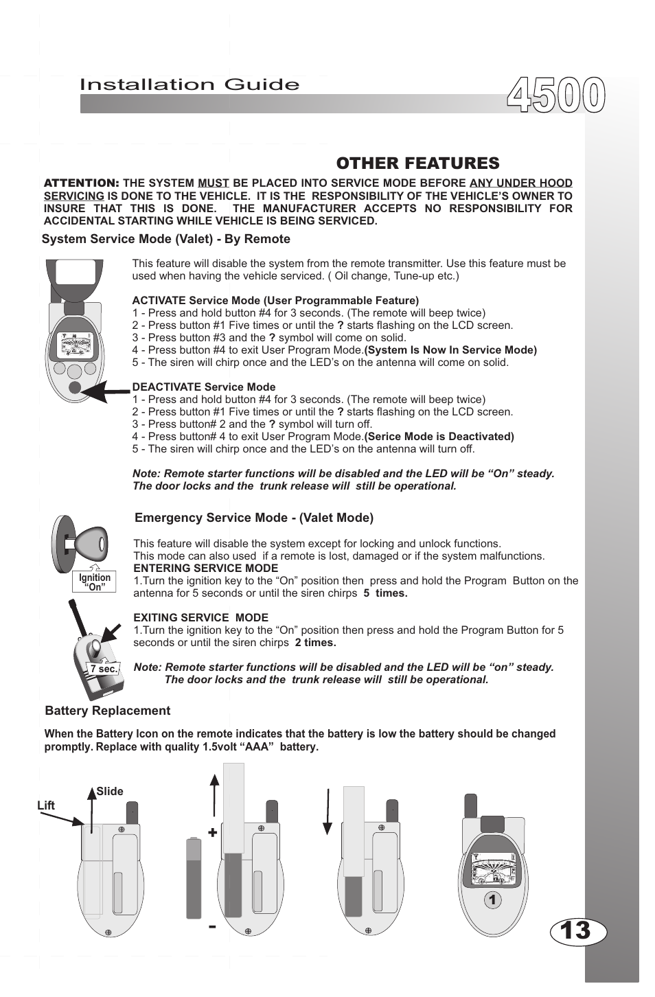 Operations other features, Installation guide | Ultra Start 4500M User Manual | Page 13 / 16
