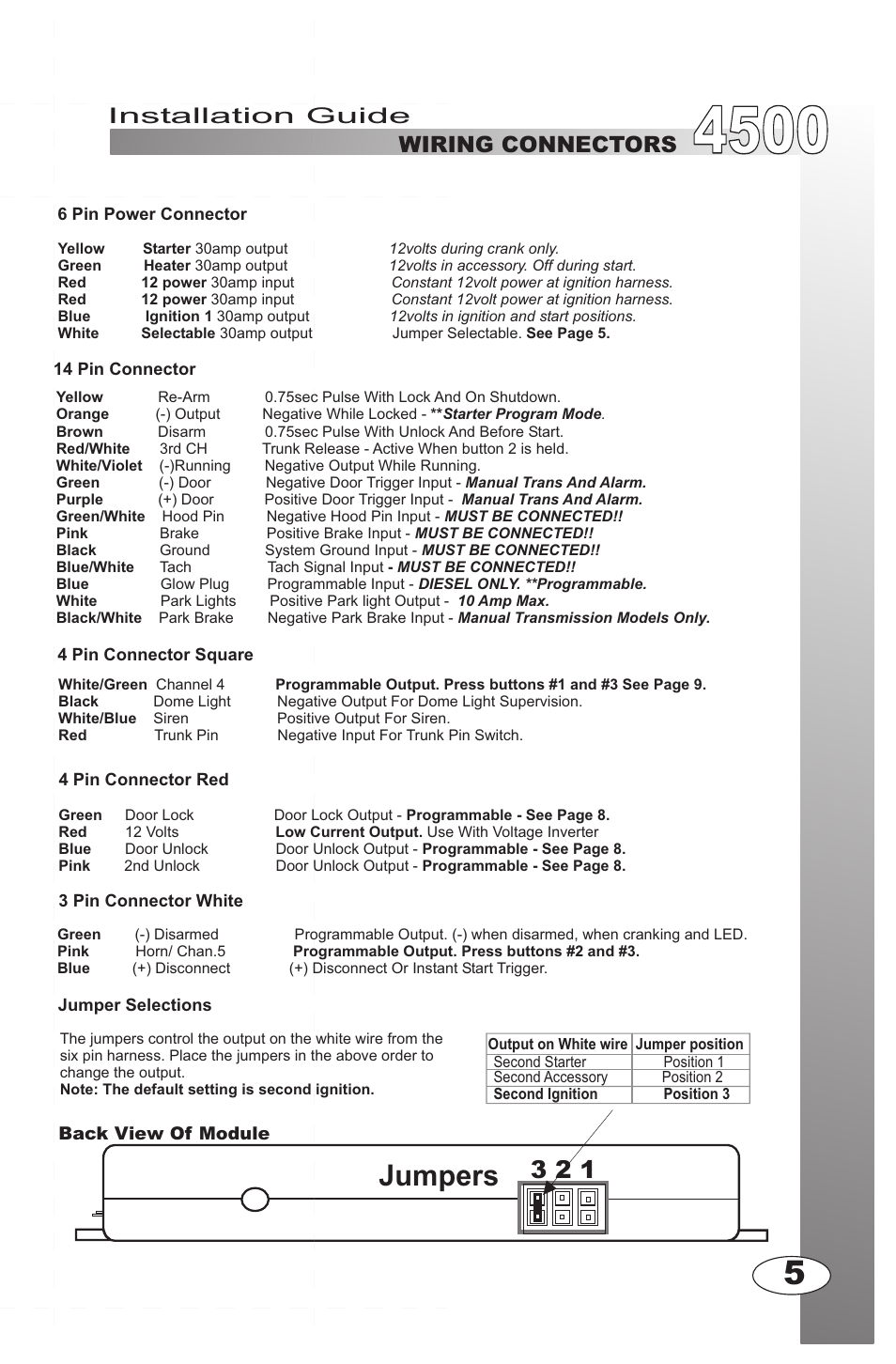 Jumpers, Installation guide, Installation tips wiring connectors | Ultra Start 4500M User Manual | Page 5 / 16