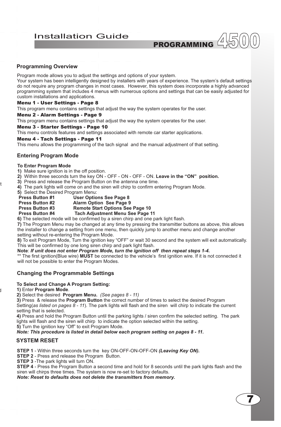 Installation guide, Installation guide quick start install, Your basic installation is now complete | Programming | Ultra Start 4500M User Manual | Page 7 / 16