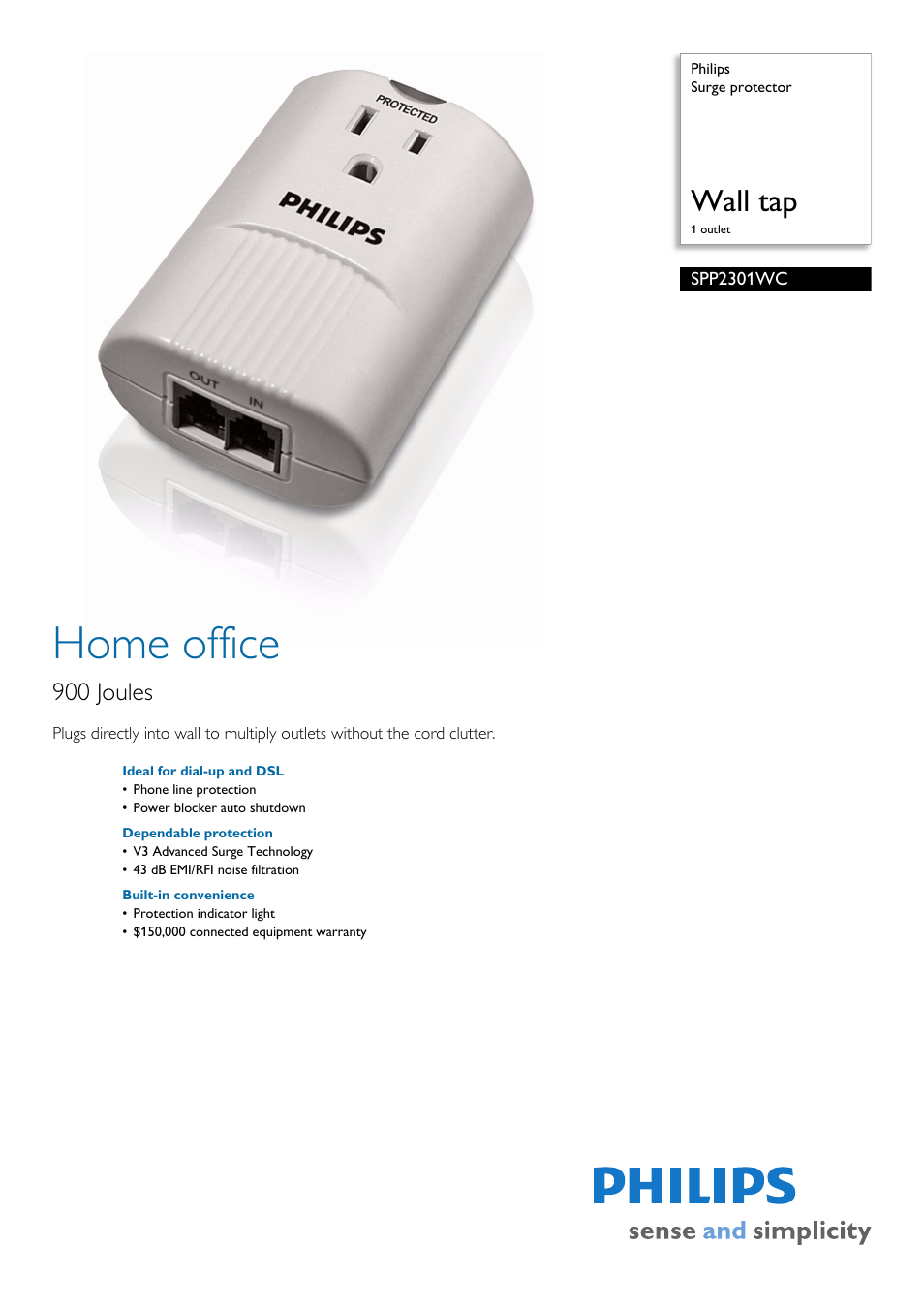 Philips SPP2301WC-17 User Manual | 2 pages
