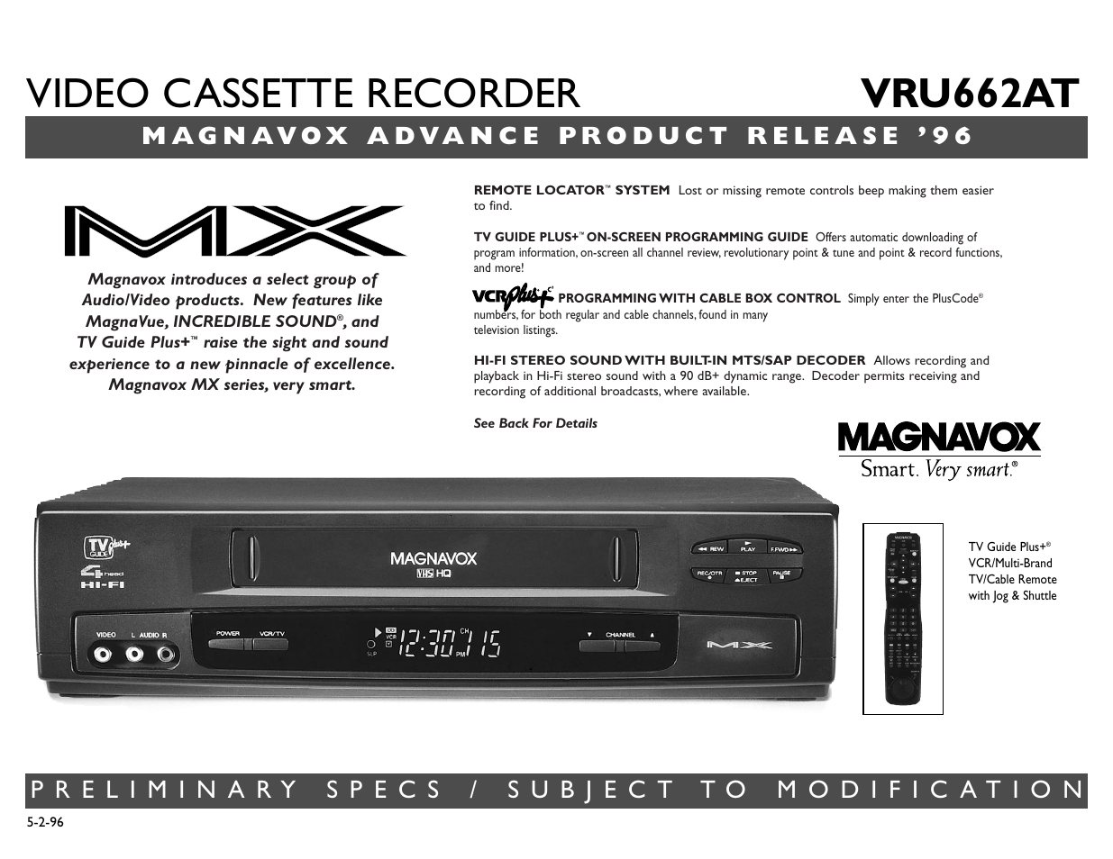 Philips VRU662AT User Manual | 2 pages