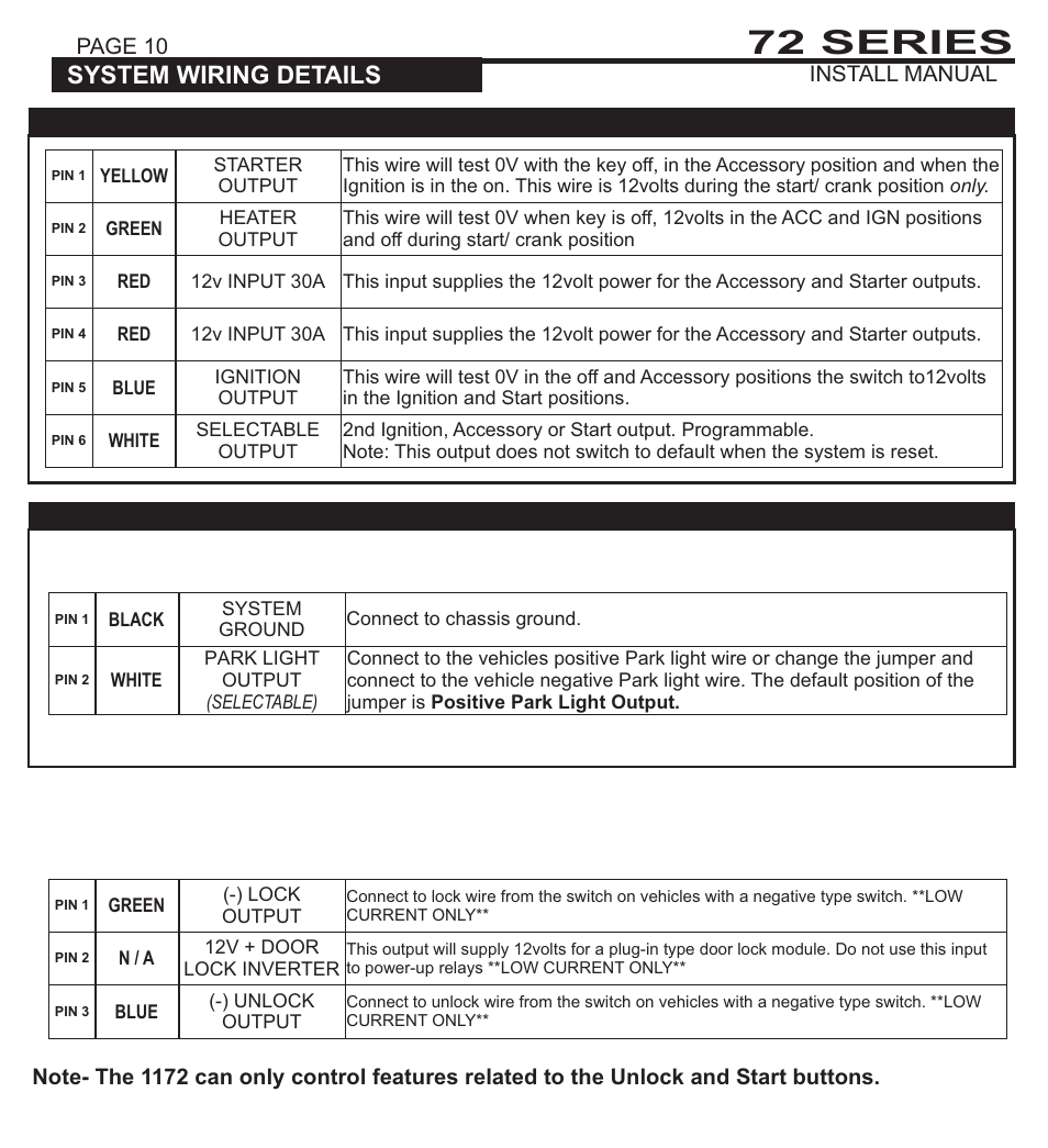 72 series, System programming - menu 1, System wiring details | Ultra Start 72 SERIES 3272 User Manual | Page 10 / 28