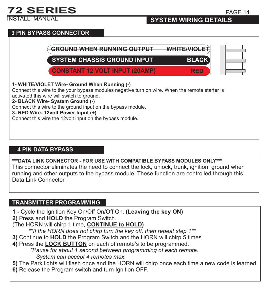 72 series | Ultra Start 72 SERIES 3272 User Manual | Page 14 / 28