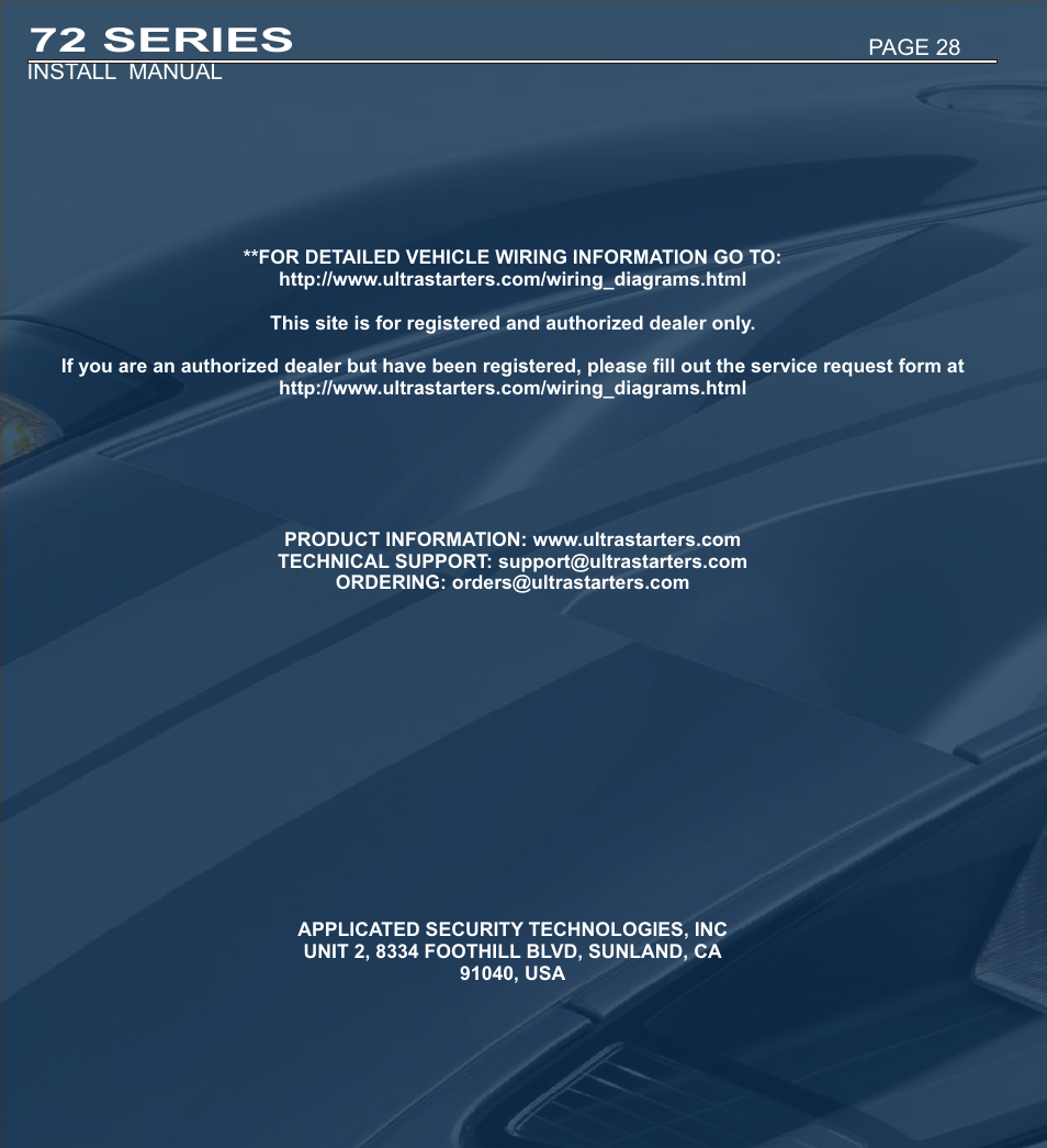 72 series | Ultra Start 72 SERIES 3272 User Manual | Page 28 / 28