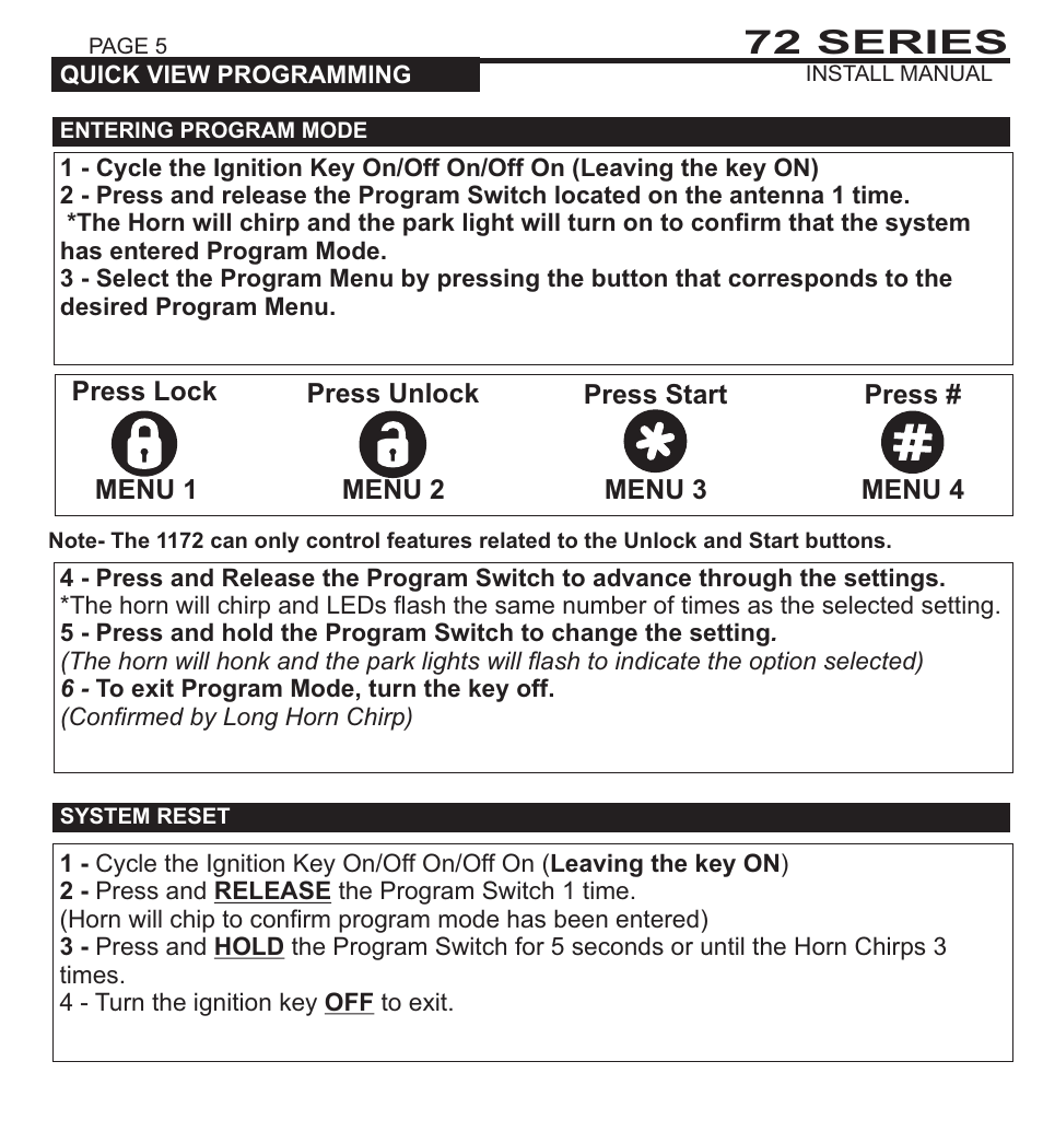 72 series | Ultra Start 72 SERIES 3272 User Manual | Page 5 / 28