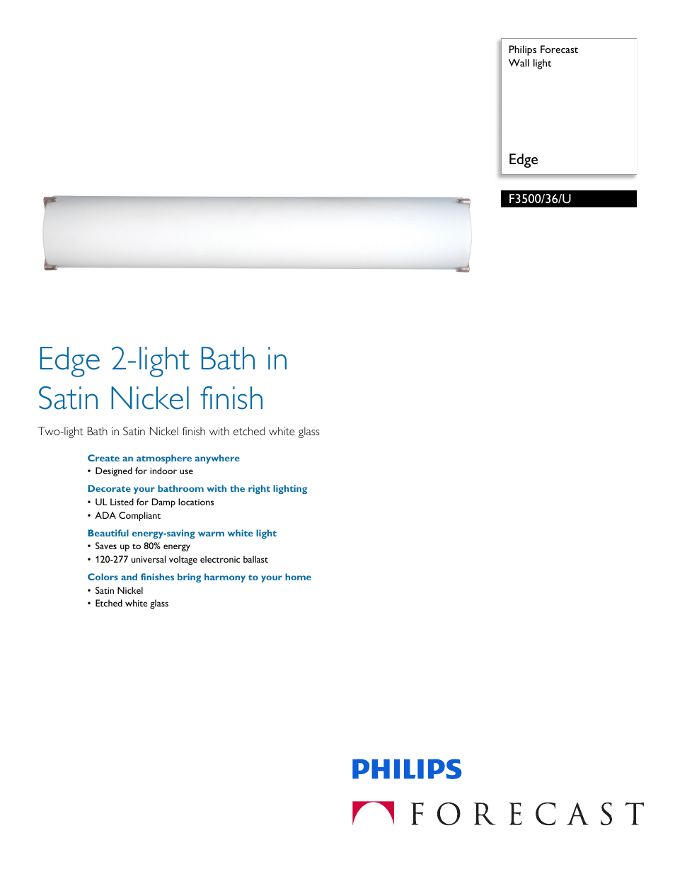 Philips F350036U User Manual | 2 pages