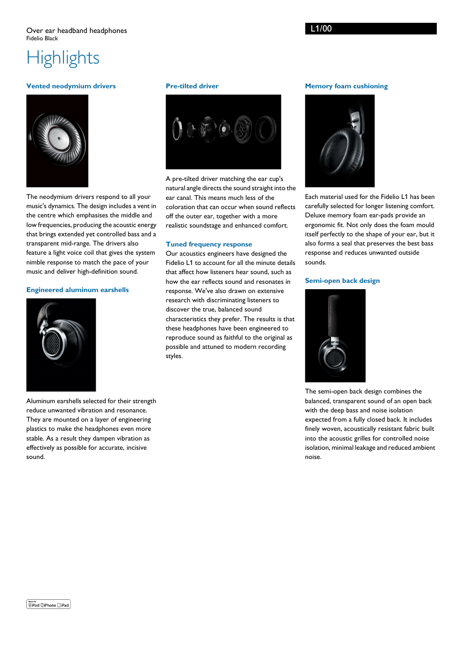 Highlights, L1/00 | Philips L1-00 User Manual | Page 2 / 3