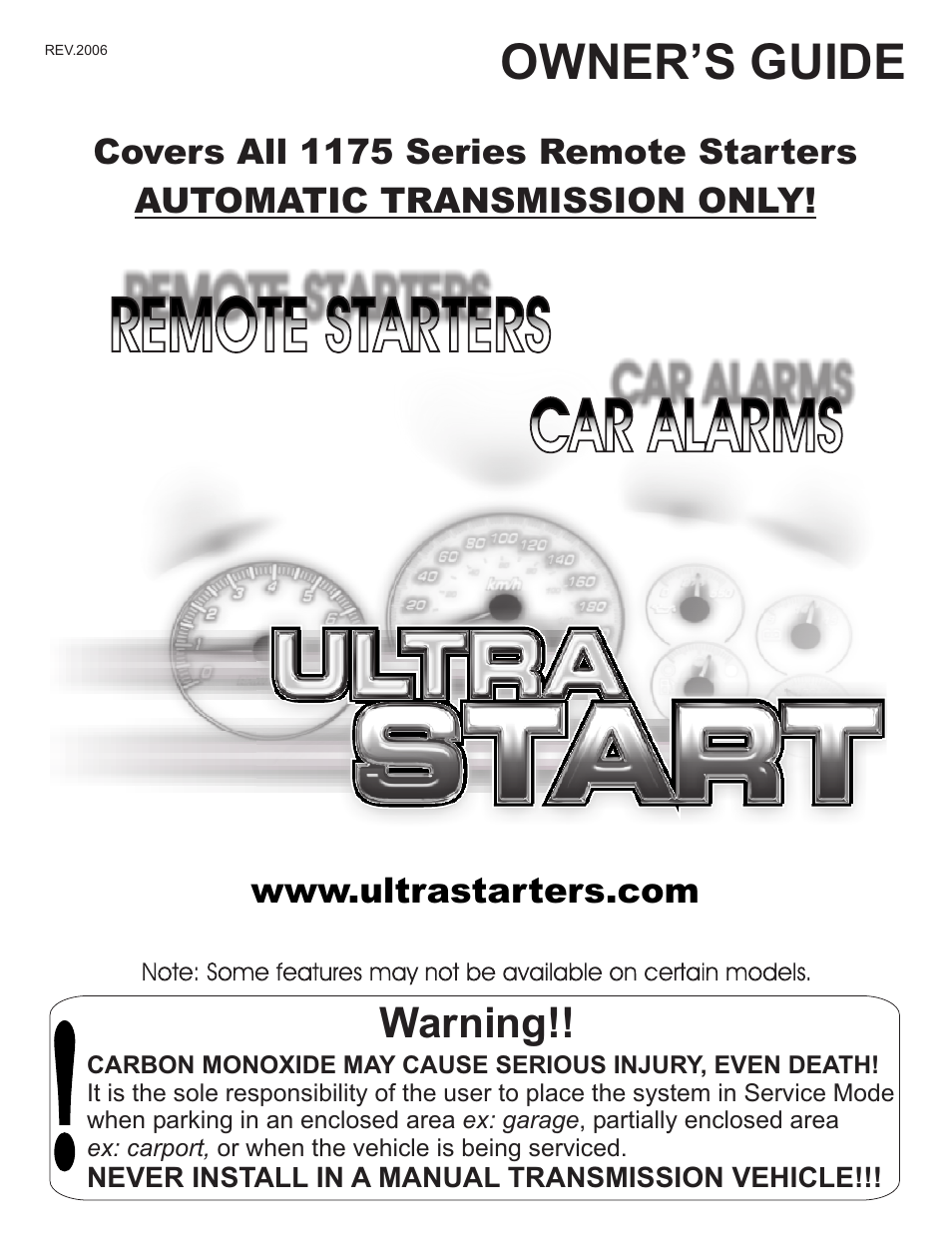 Ultra Start 1175 Series User Manual | 8 pages